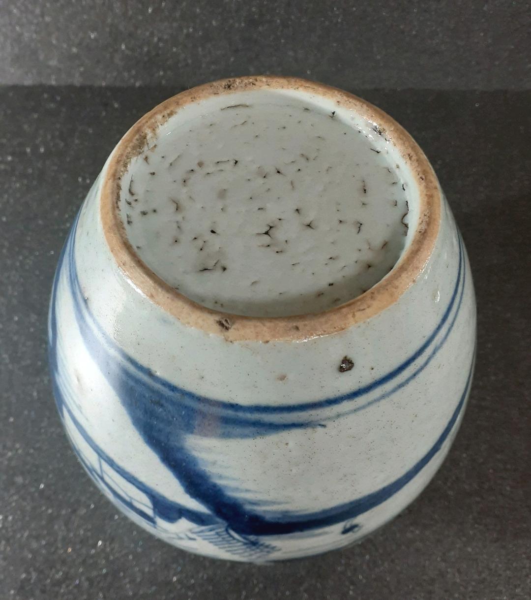 中国古美術　中国古陶磁器　古玩　清朝民窯　青花　山水図　茶壺　茶罐　茶道具