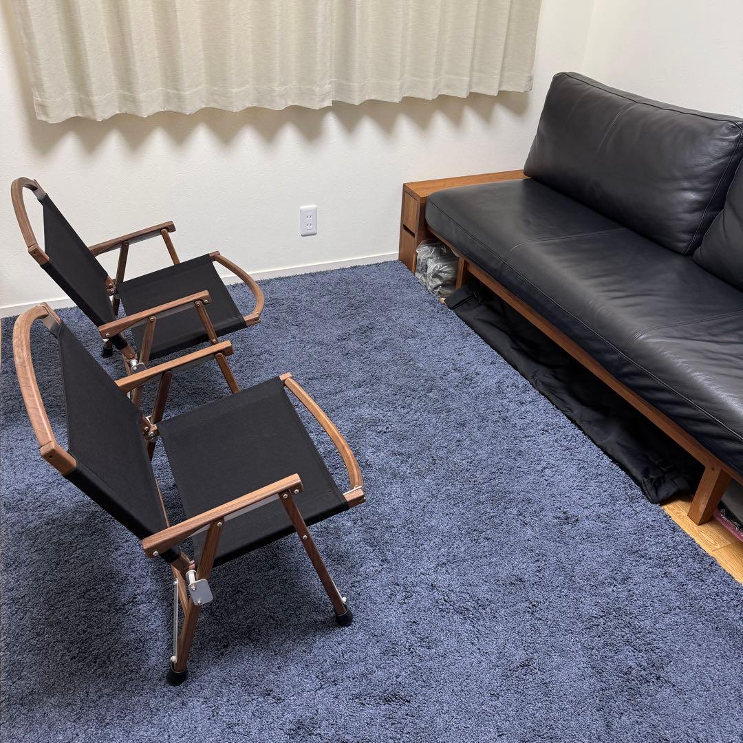 【未使用】折り畳み式 ウォルナットチェア ブラック 天然木 カーミットチェア