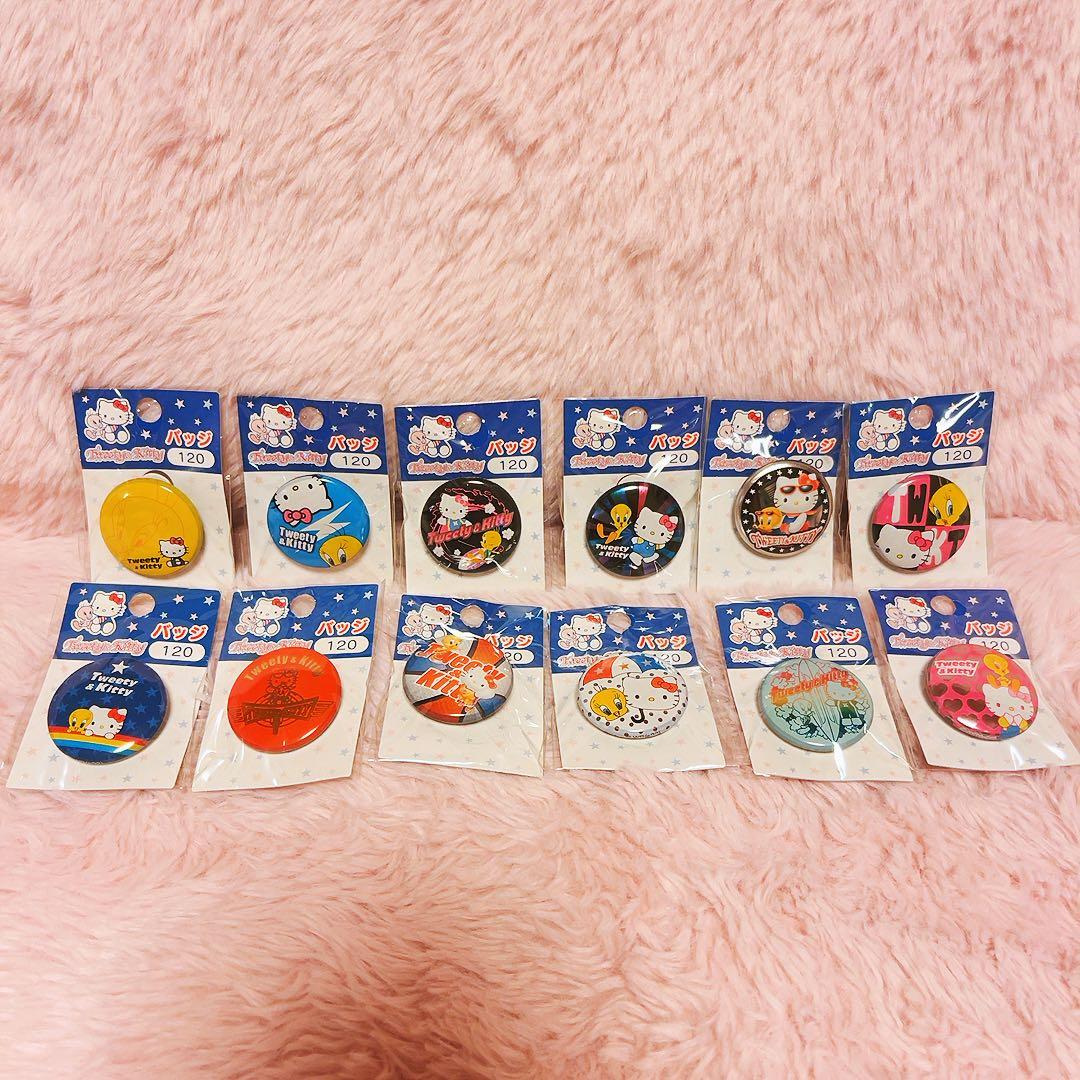 希少レア　ハローキティ　トゥイーティー　缶バッチ　2002 サンリオ　平成レトロ