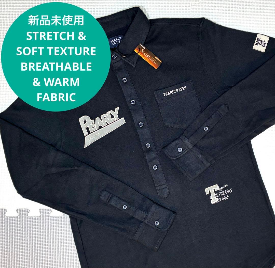 パーリーゲイツ ストレッチカノコ スムースピーチ長袖ポロシャツ（D.NAV／5）