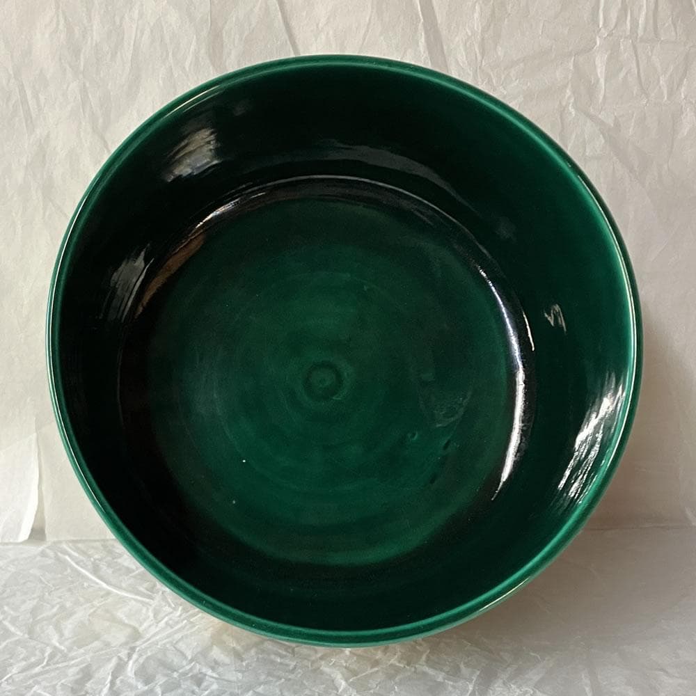 F1446 加賀瑞山 萬古窯 青釉 若松 喰籠 共箱 喰篭 菓子器 蓋物 茶道具