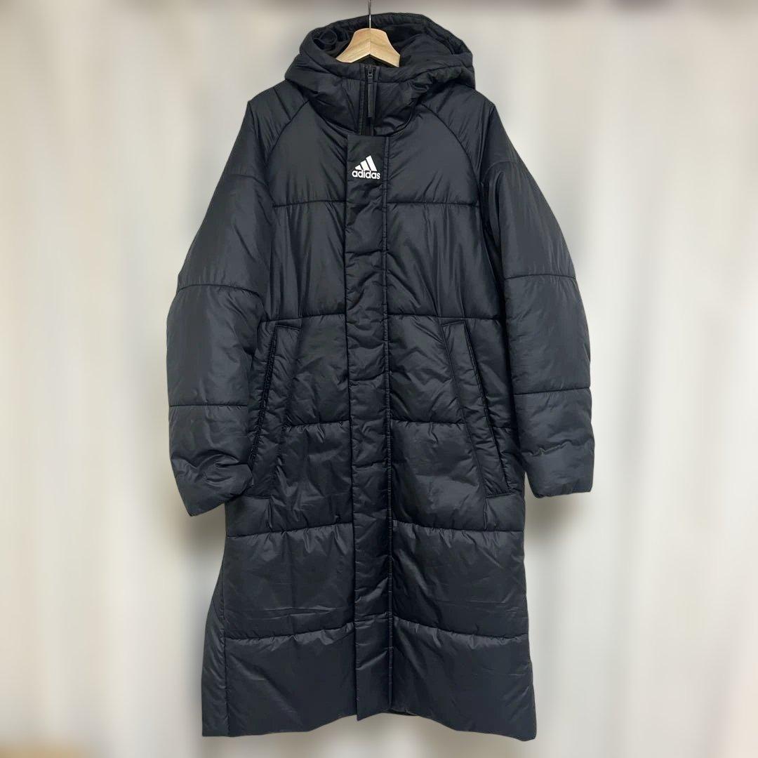 adidas フード付きロングベンチコート