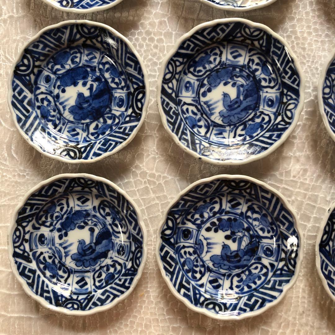 古伊万里 芙蓉手染付花鳥図手塩皿20枚　文化文政期