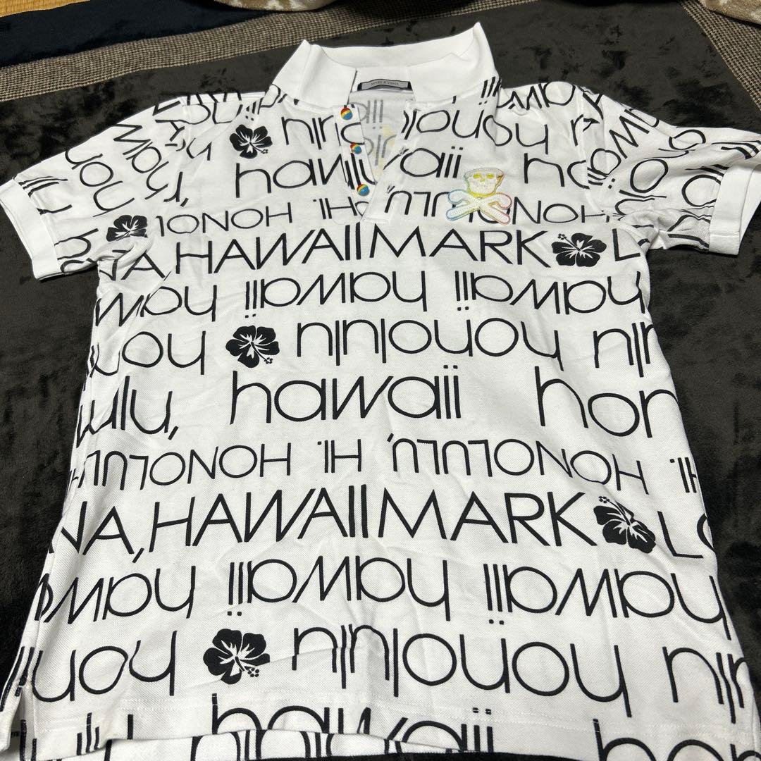 HAWAII MARK ポロシャツ 白黒プリント