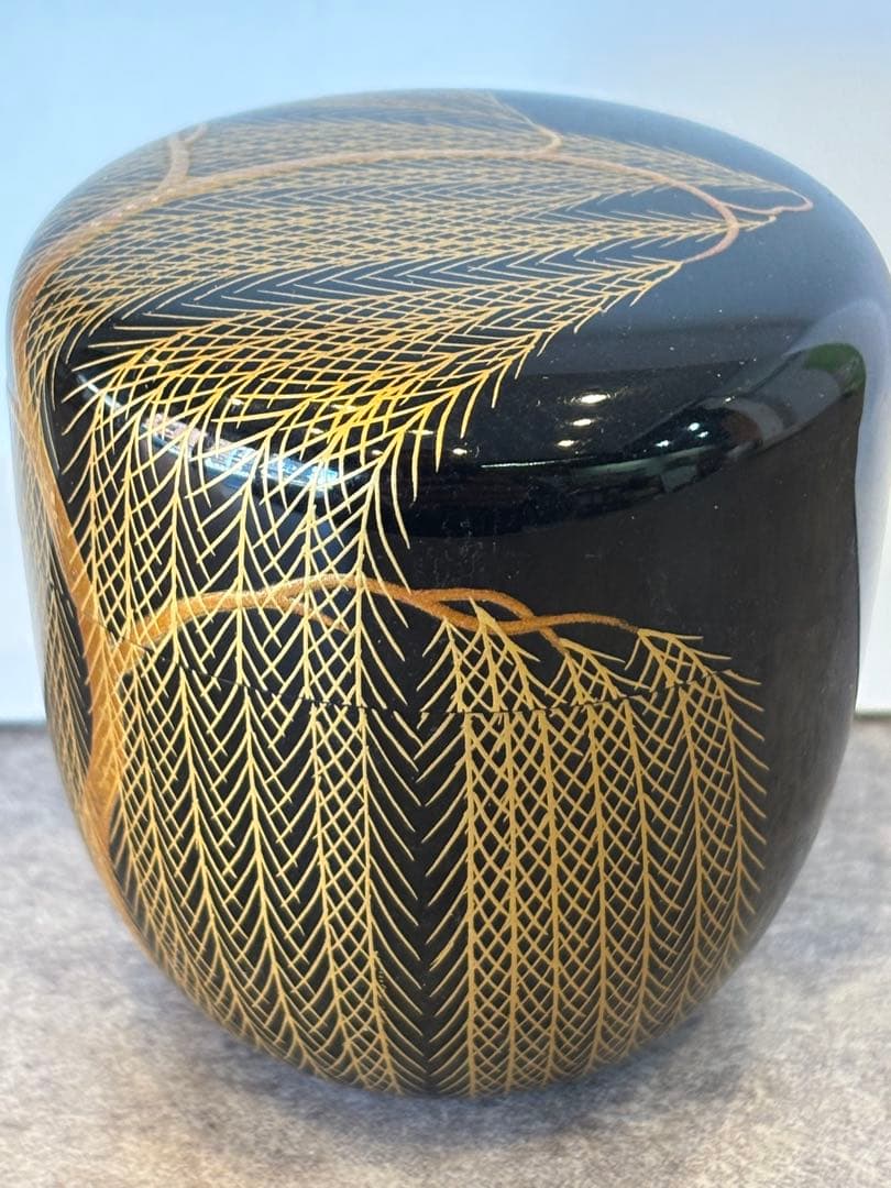 茶道具 柳蒔絵 芽柳中棗 棗 共箱