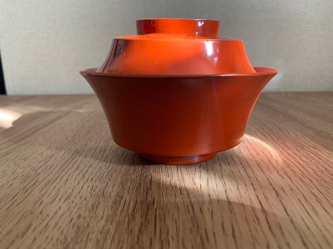 輪島塗　朱沈金蒔絵吸物椀10客　時代物　木製うるし塗　羽反　アンティーク