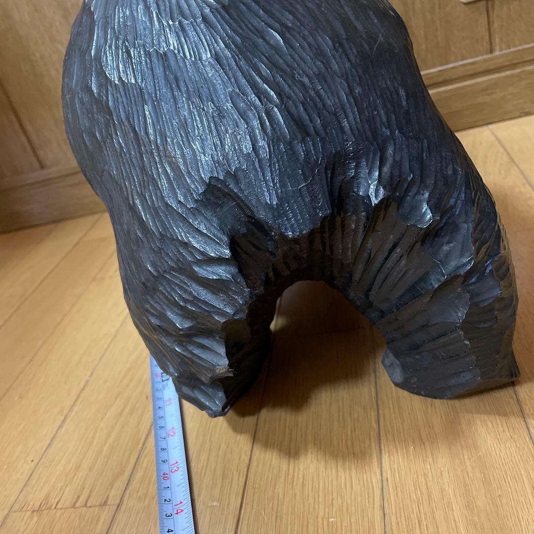 【中古品】熊の木彫り　工芸品民芸品　アンティーク昭和48年1973年贈呈品