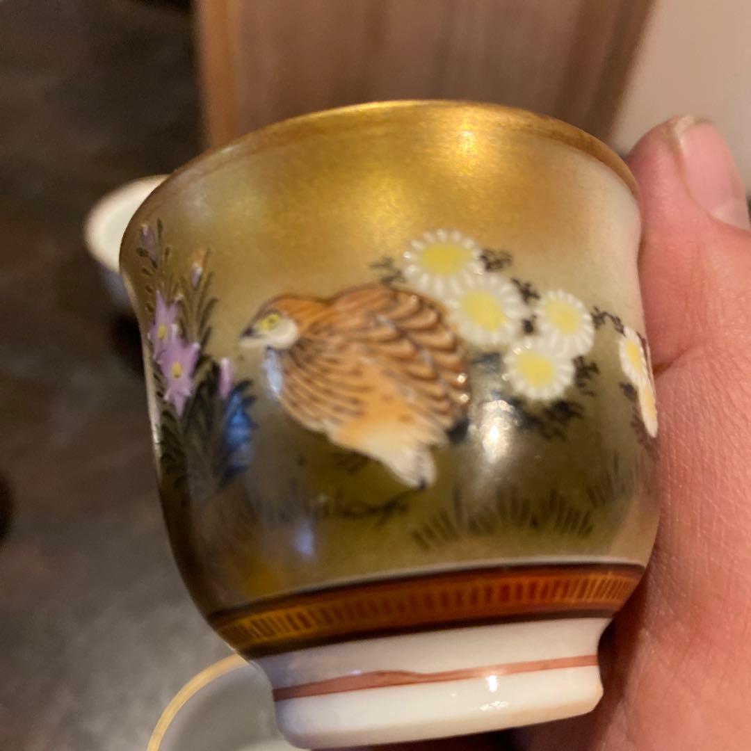 九谷金彩鶉文茶器セット【桐箱付】