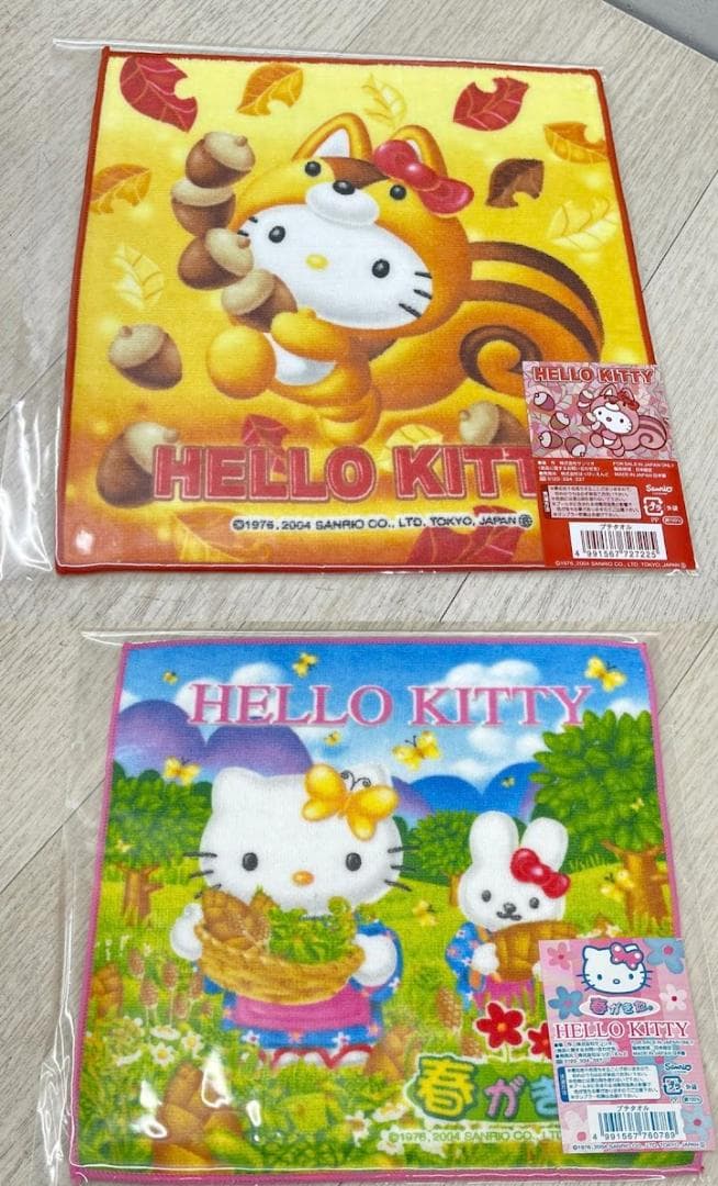 希少 当時物 ハローキティ プチタオル 2種×50 春がきた ドングリ 04年