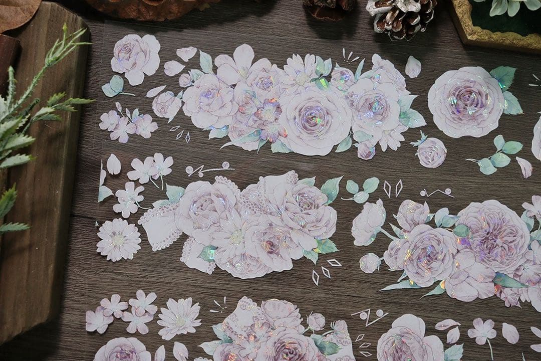 新品　椿山漫粉　PET貝殻光マスキングテープ　マステ