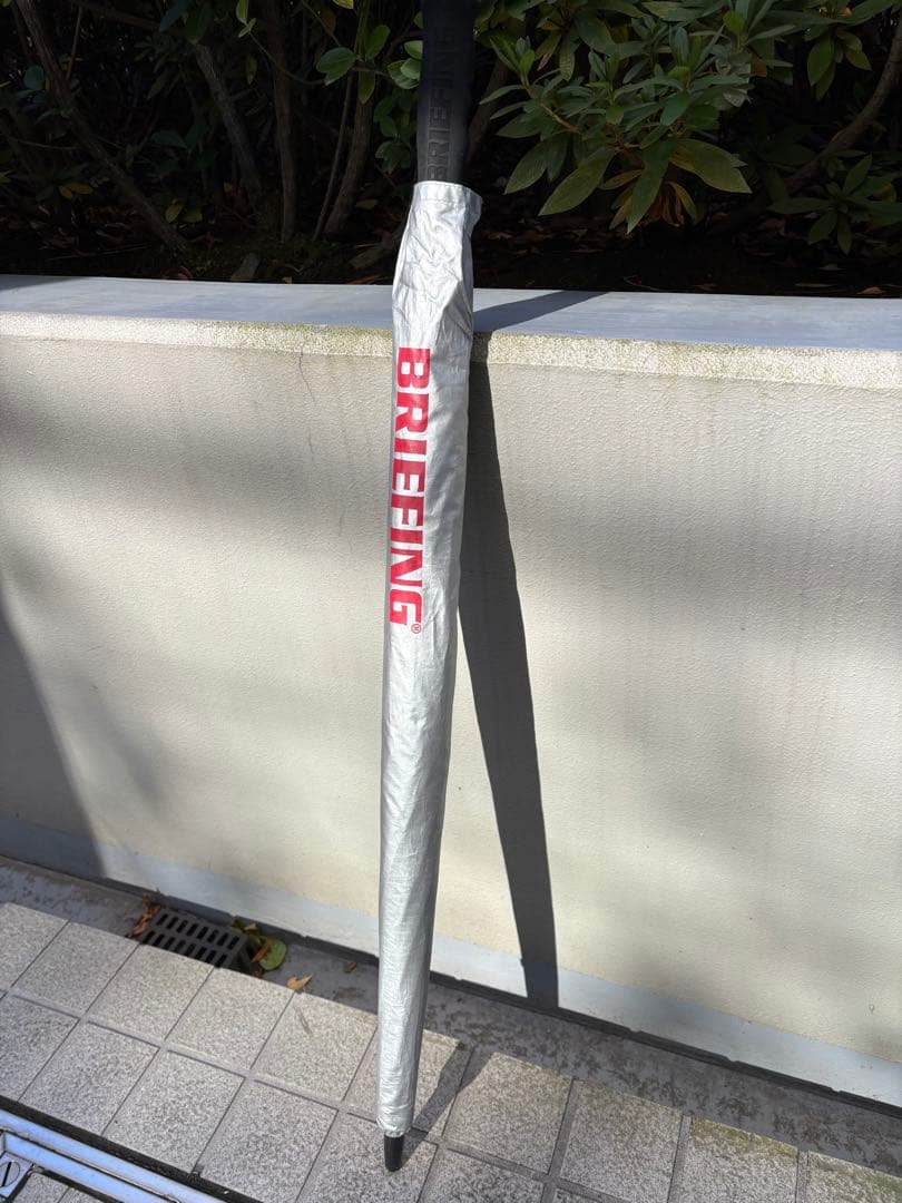 BRIEFING シルバー傘 大きなロゴ