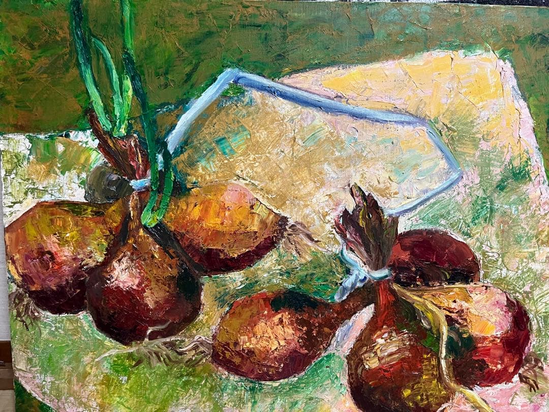 油彩画 玉ねぎの静物画