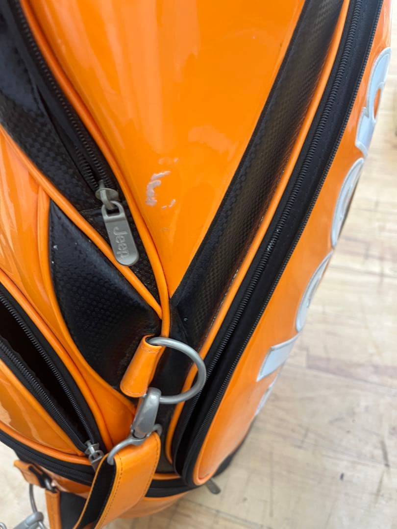 非売品 Jeep ジープ キャディバッグ エナメル オレンジ ゴルフ　車　自動車