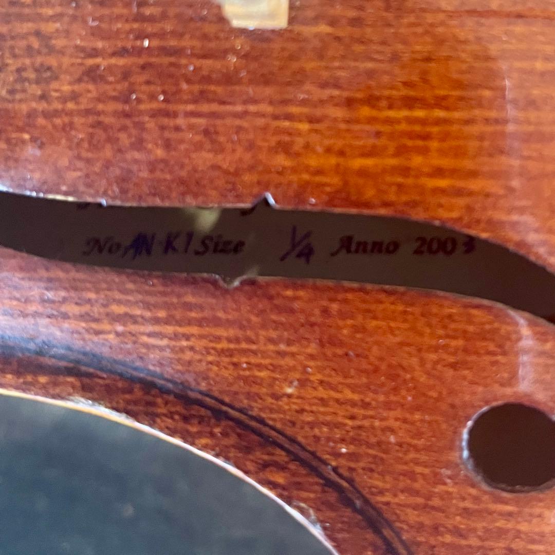 1/4 バイオリン 6点セット　本体 ケース　弓　肩あて　松ヤニ　楽譜留クリップ