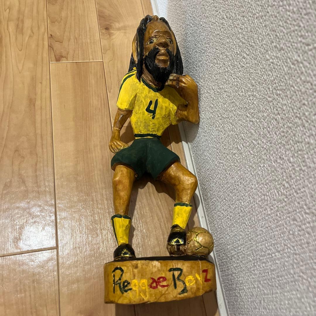 ジャマイカ　レゲエ　サッカー 木彫り　ボブマーリー ラスタ　90s