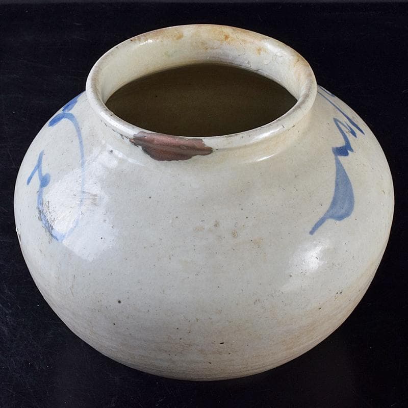 朝鮮美術　李朝　高麗白磁　染付　壷　V　R7947B