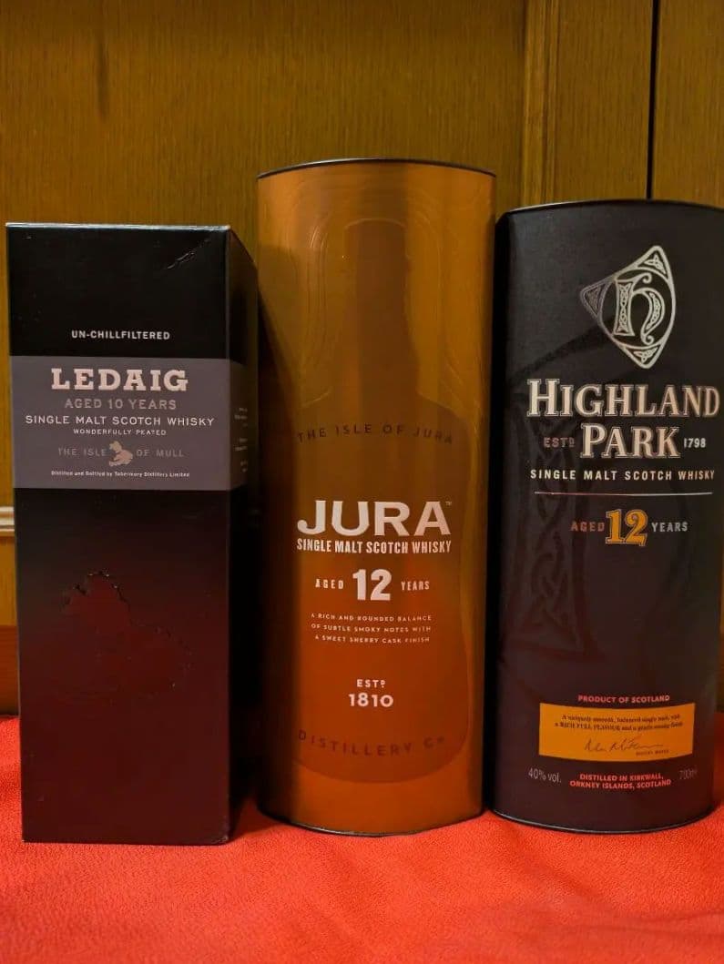 レダイグ 10年、ジュラ12年、旧ハイランドパーク12年アイランズセット