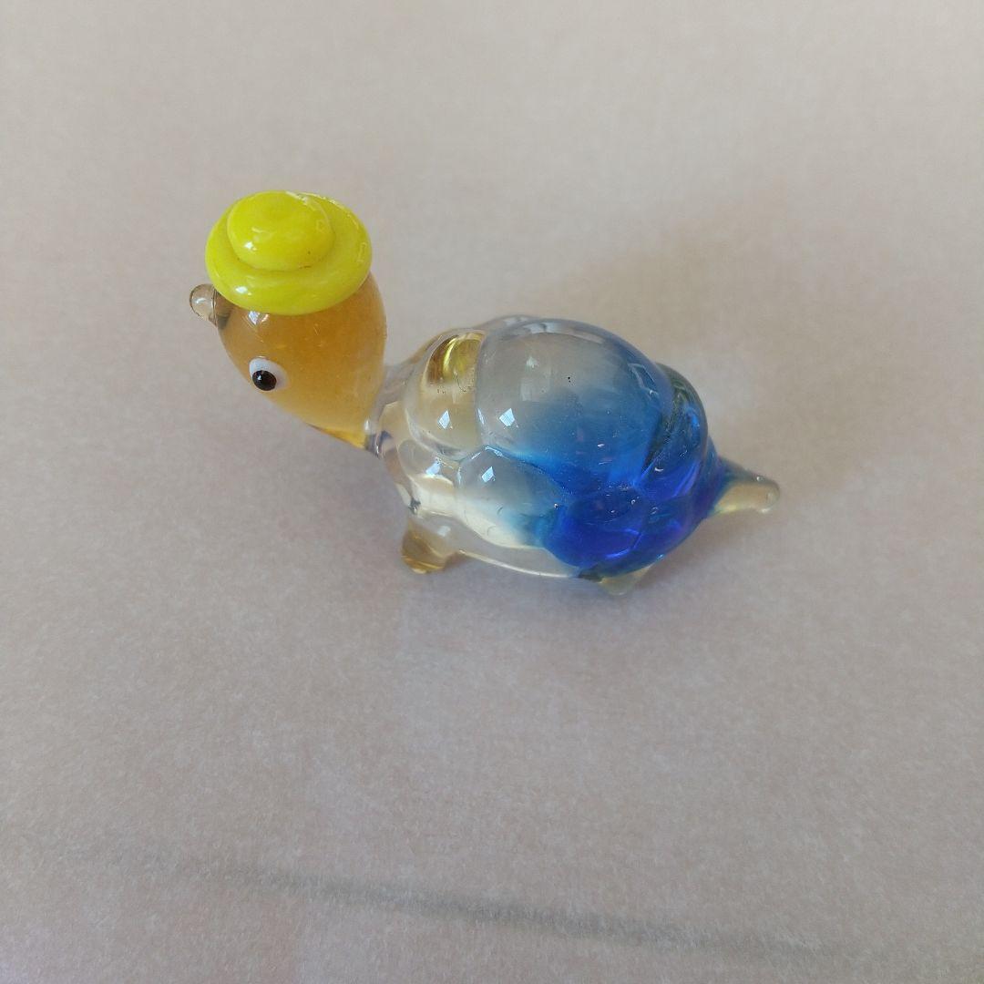 ガラス製カメの工芸品