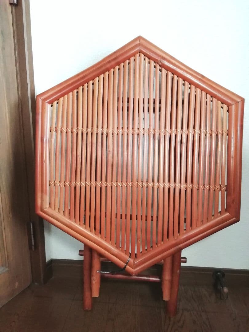 【サリー】バンブーとラタンの折りたたみテーブル＆イス