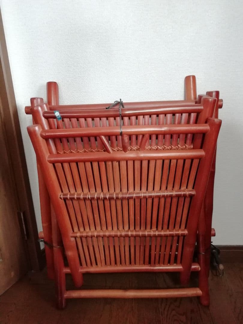 【サリー】バンブーとラタンの折りたたみテーブル＆イス