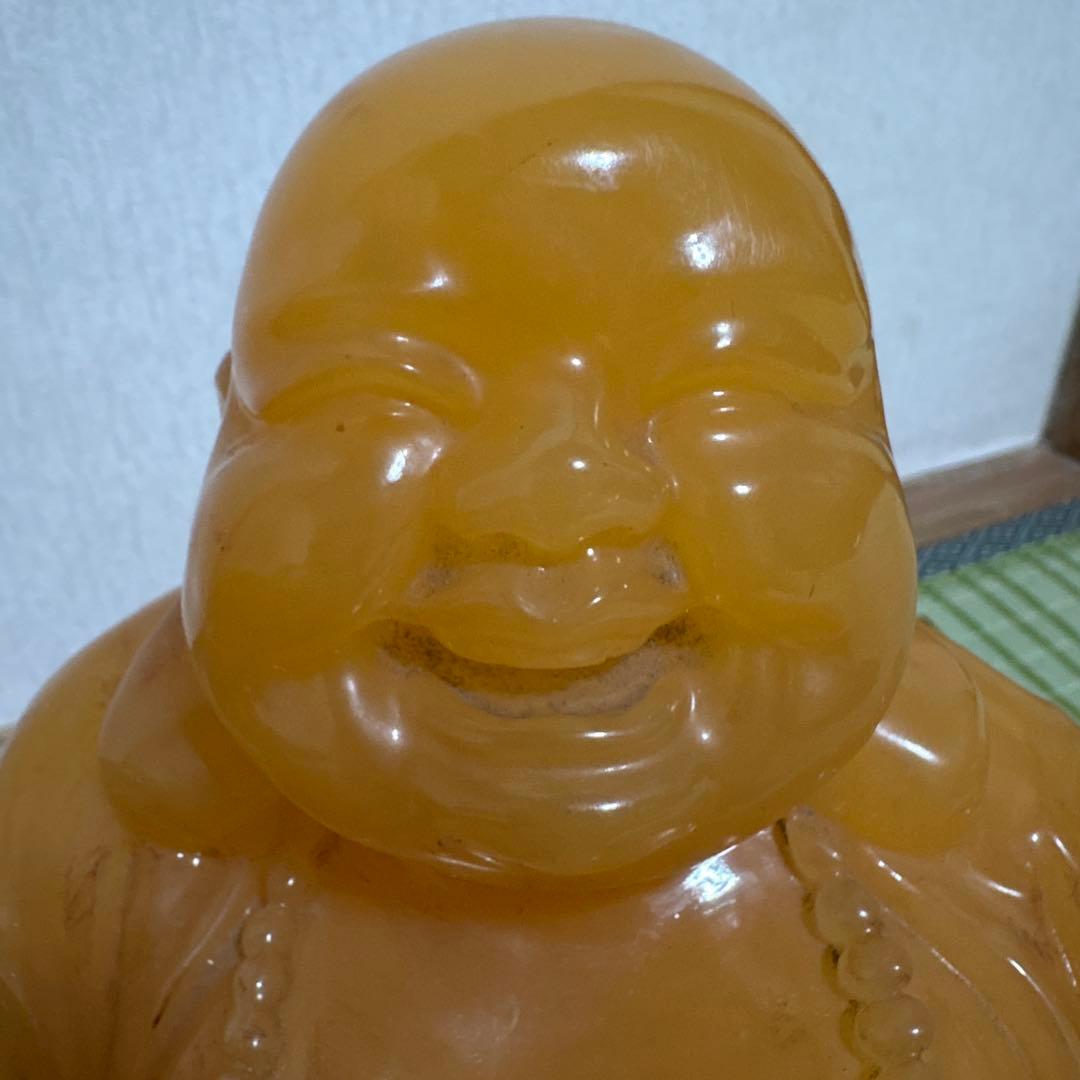 七福神　布袋様　置物　イエロー ストーン　翡翠　風水　インテリア
