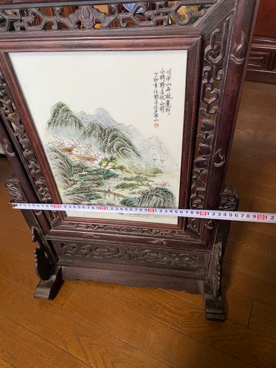 中国古美術　磁器板　瓷板画 民国　珠山八友　汪野亭　粉彩