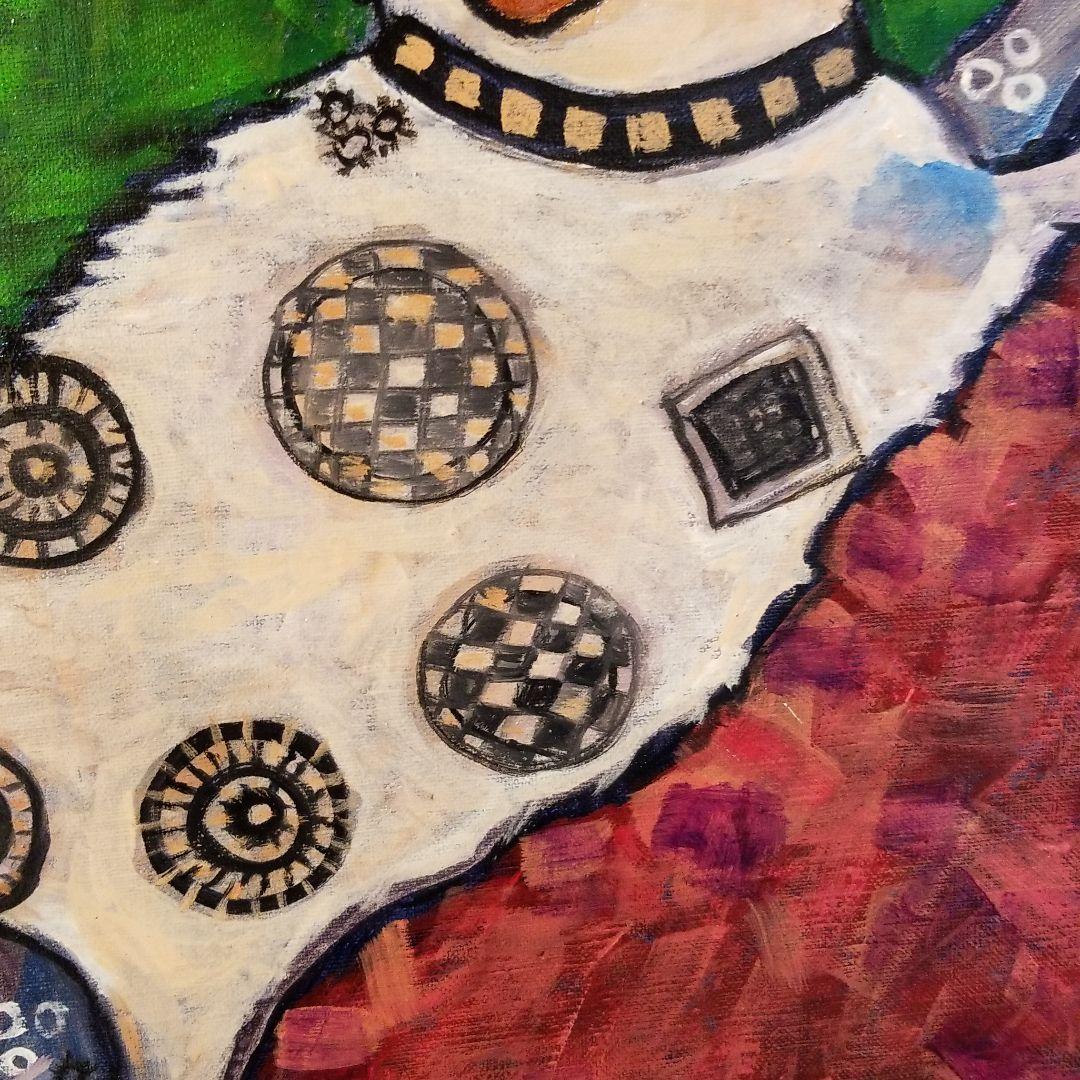 油絵　専用　ジャンプをする犬