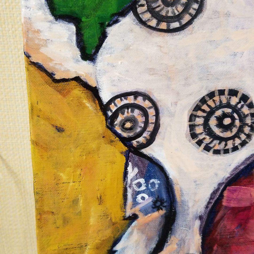 油絵　専用　ジャンプをする犬