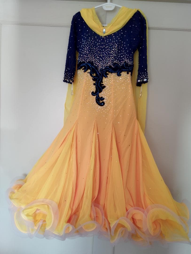 社交ダンスドレス 青と黄色
