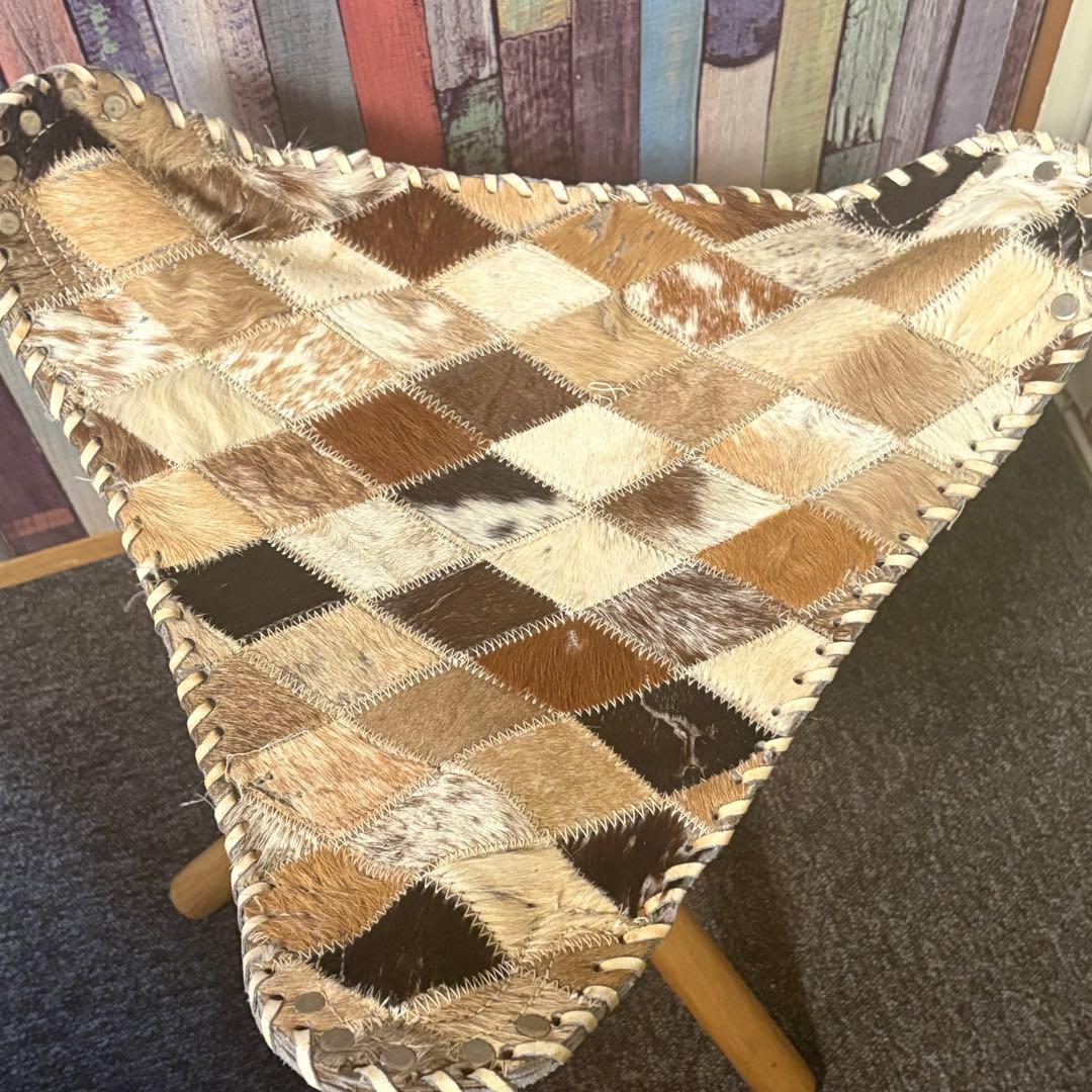 90年代アンティーク◎本革パッチワーク ハンティングチェア◎スツール