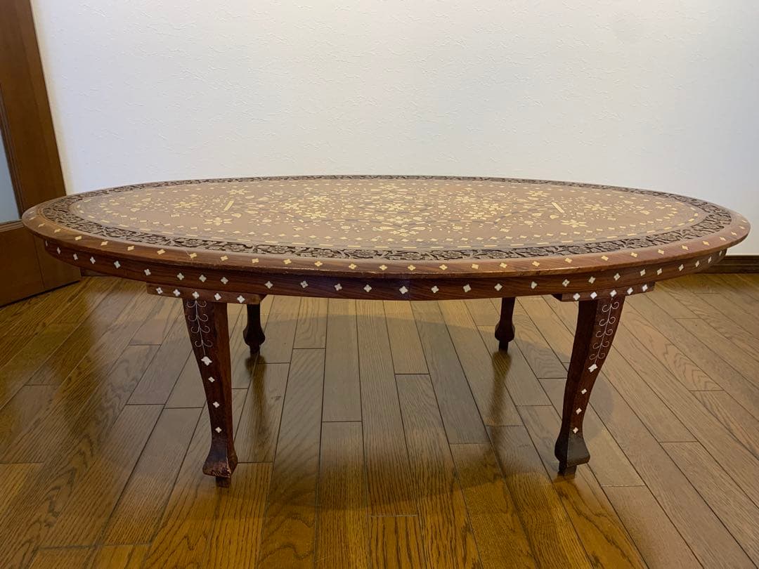 象嵌　ソファテーブル　センターテーブル　一枚板？　アンティーク　工芸品