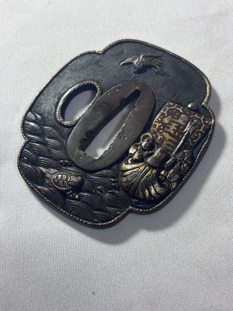 名品　鐔鍔つば　宝船　七福神　鶴と亀　これぞ御利益のある鐔　江戸時代