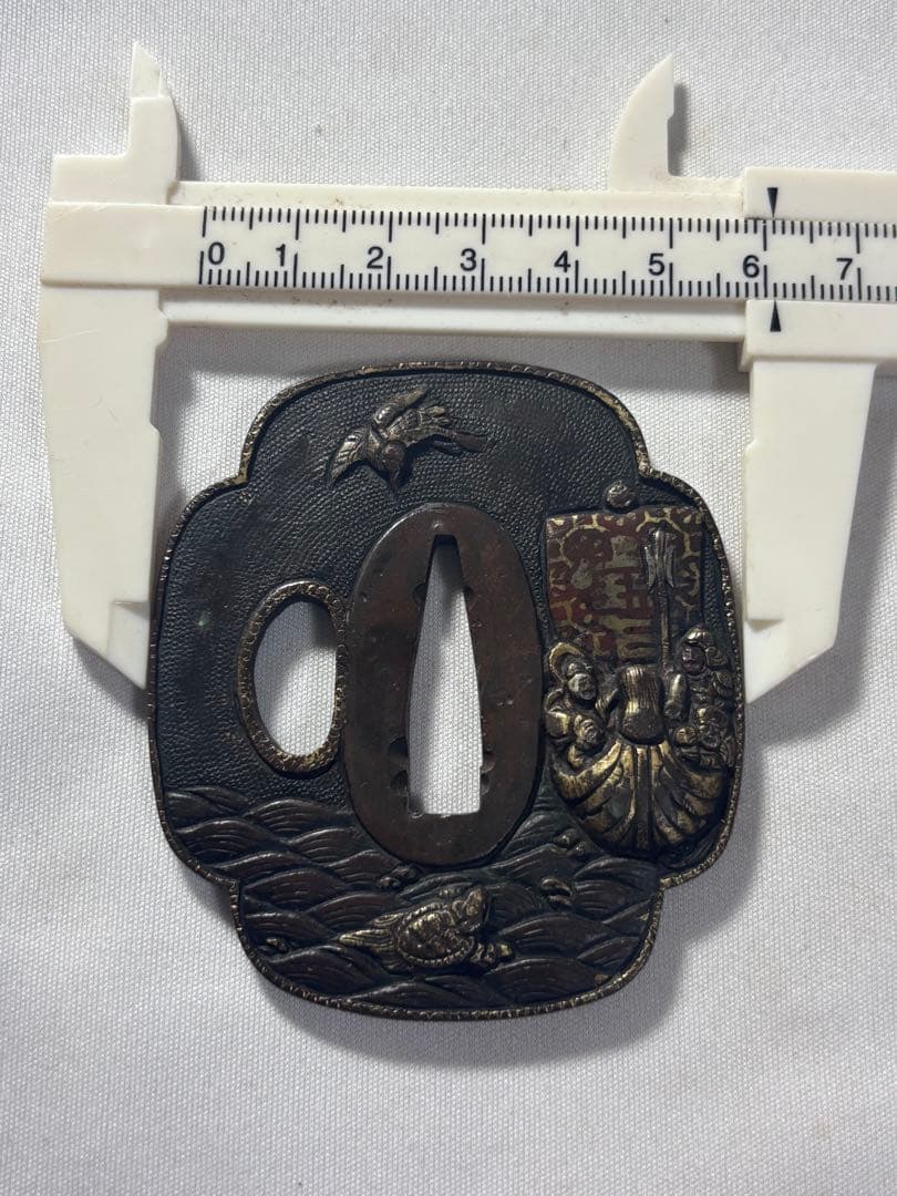 名品　鐔鍔つば　宝船　七福神　鶴と亀　これぞ御利益のある鐔　江戸時代
