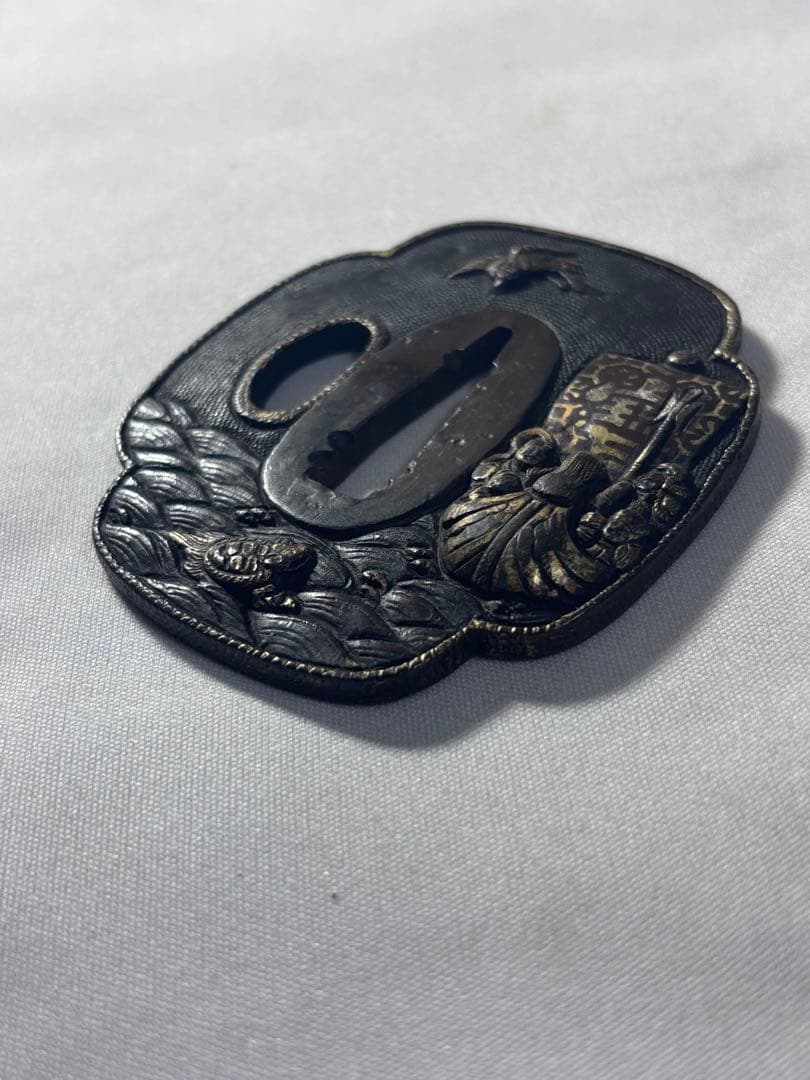 名品　鐔鍔つば　宝船　七福神　鶴と亀　これぞ御利益のある鐔　江戸時代