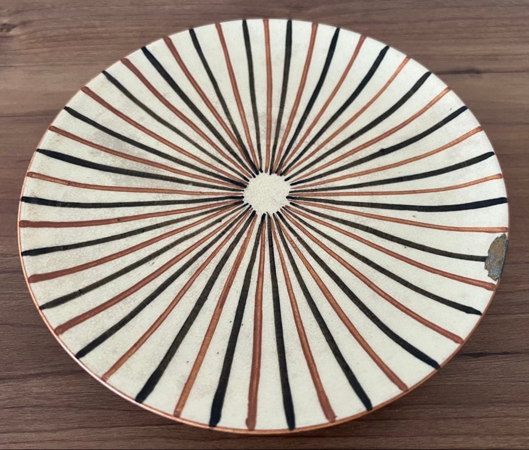 骨董 古瀬戸 麦藁手 6寸皿 箱付き 江戸末期~明治 アンティーク