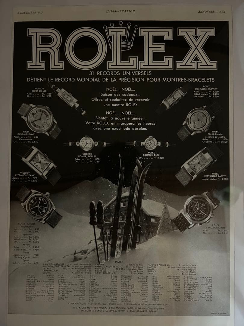 フランス雑誌L'ILLUSTRATION広告 1938年ROLEXオリジナル