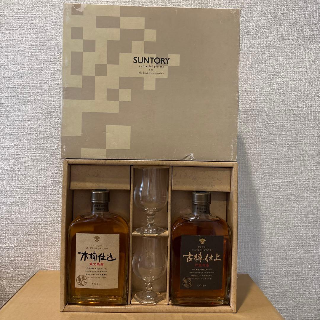 サントリーピュアモルトウイスキー　木桶仕込&古樽仕上　300ml、2点セット箱付