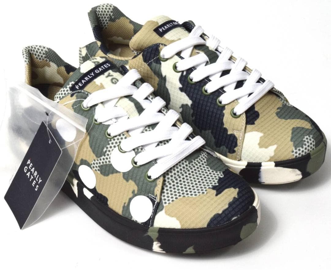 未使用3.5万 パーリーゲイツ ゴルフシューズ 22.5 迷彩ドット レディース