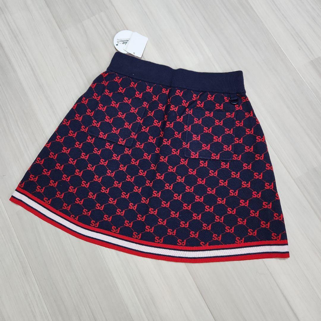 新品未使用☆sandie☆ゴルフ総ロゴニットベストスカートセットアップ紺赤上下M