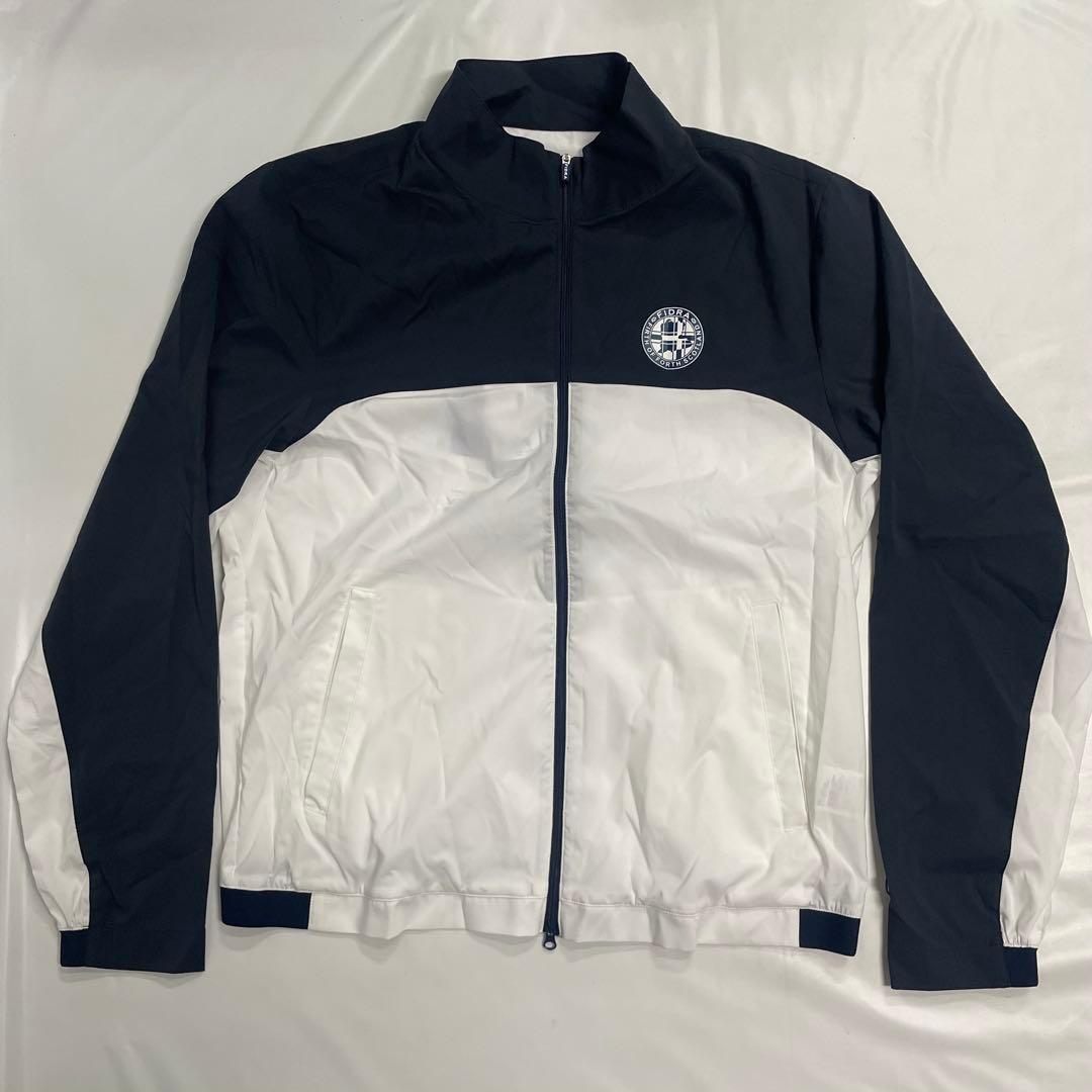 FIDRA ゴルフウェア ストレッチ ブロッキングジャケット XL 白×紺②