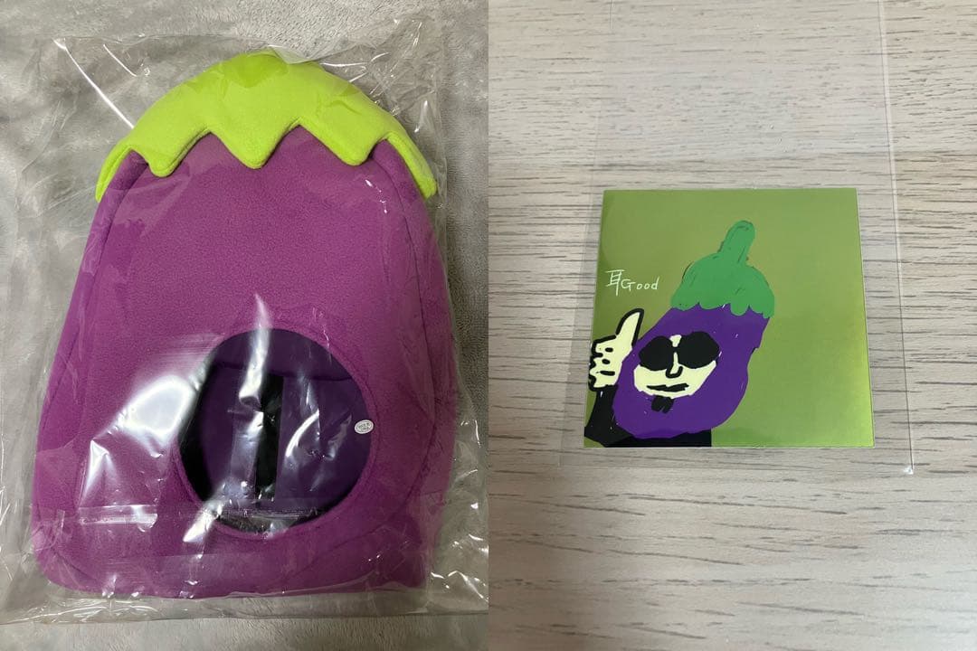 本物のナスビの被り物　天竺鼠　川原　ステッカー付き