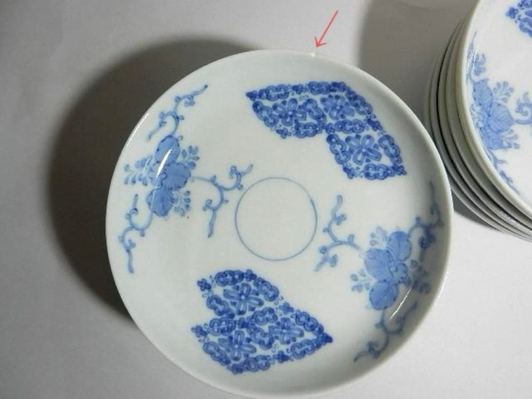 京焼「初代　幹山伝七」作　藍繪深皿２０客（裏印「大日本幹山製」）