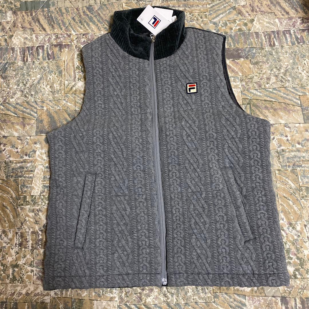 FILA ゴルフテニスケーブル編みベスト グレーレディースMサイズ