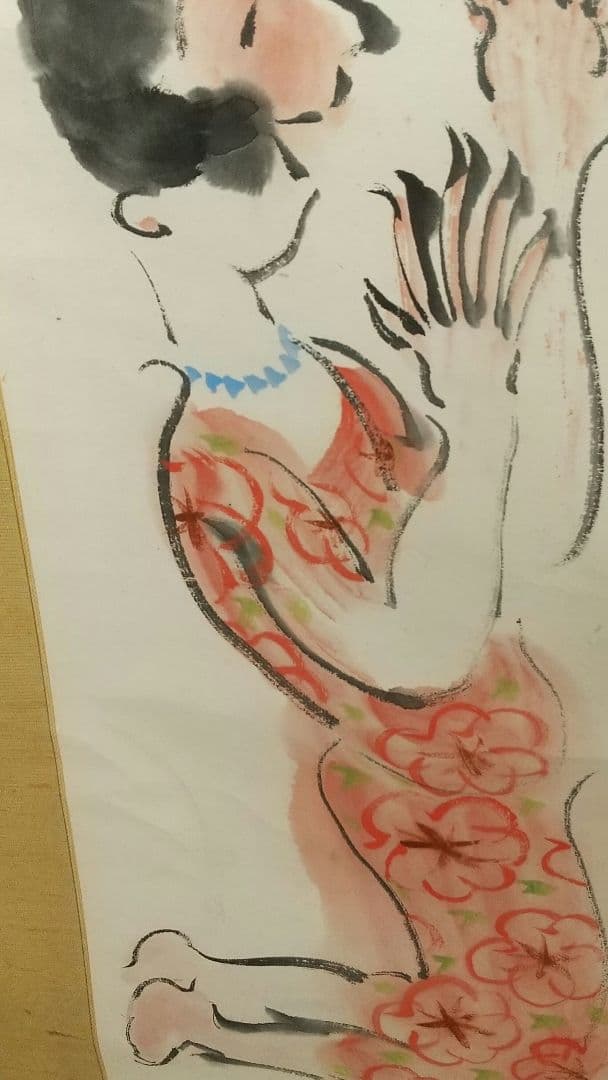 岡本一平 ピアノ 漫画 マンガ 紙本掛軸人物 岡本太郎の父