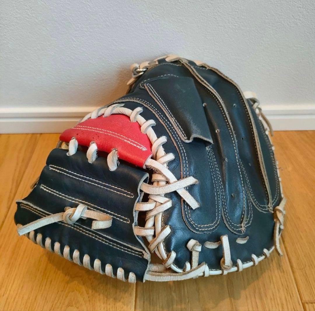 軟式グローブ 大人用 黒/赤 レザー　SSK