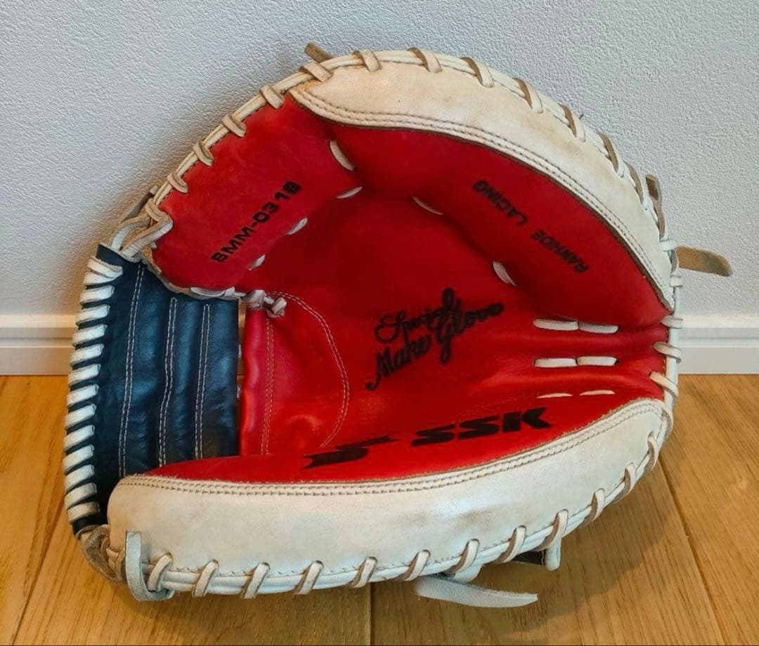 軟式グローブ 大人用 黒/赤 レザー　SSK