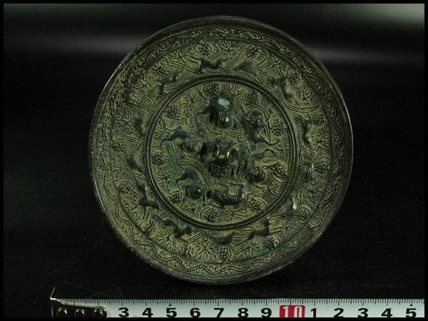 中国美術 古鏡 獣紋 銅鏡(K-YC580)