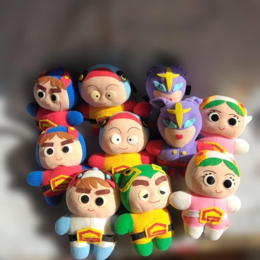 昭和レトロ非売品新品未使用未開封ガッチャマンヒーローぬいぐるみ同種含10体セット