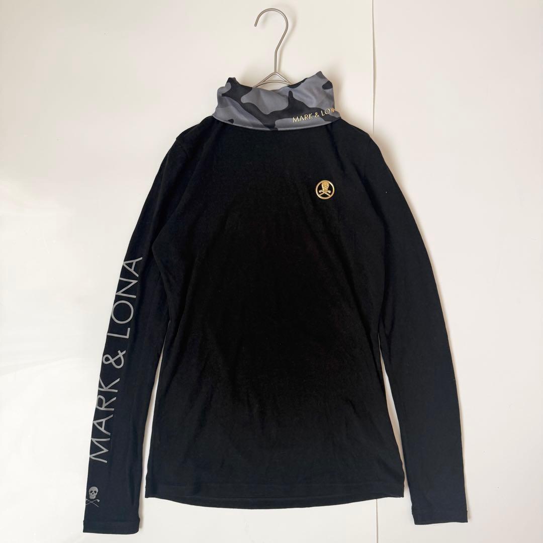 マークアンドロナ レディース モックネック インナー フリース カモフラ スカル