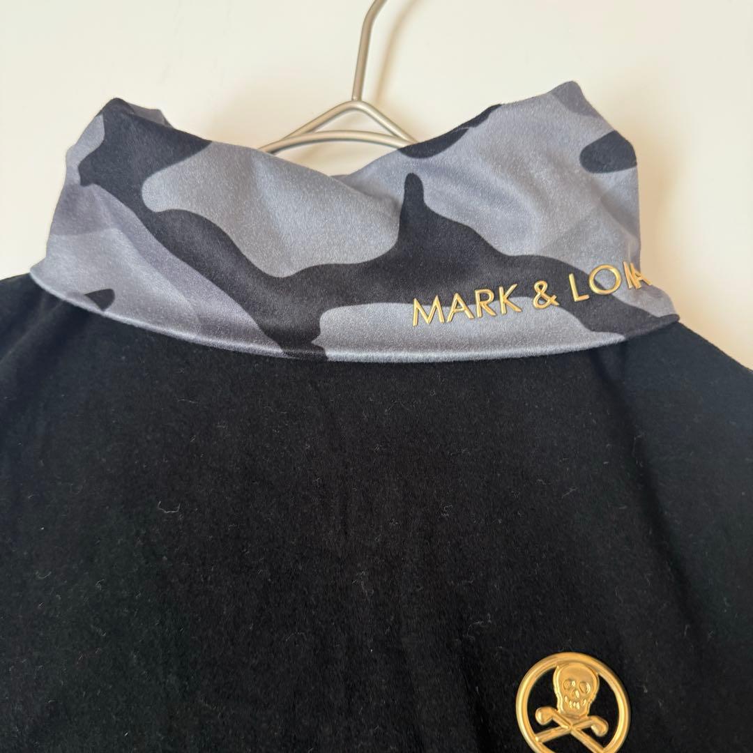 マークアンドロナ レディース モックネック インナー フリース カモフラ スカル